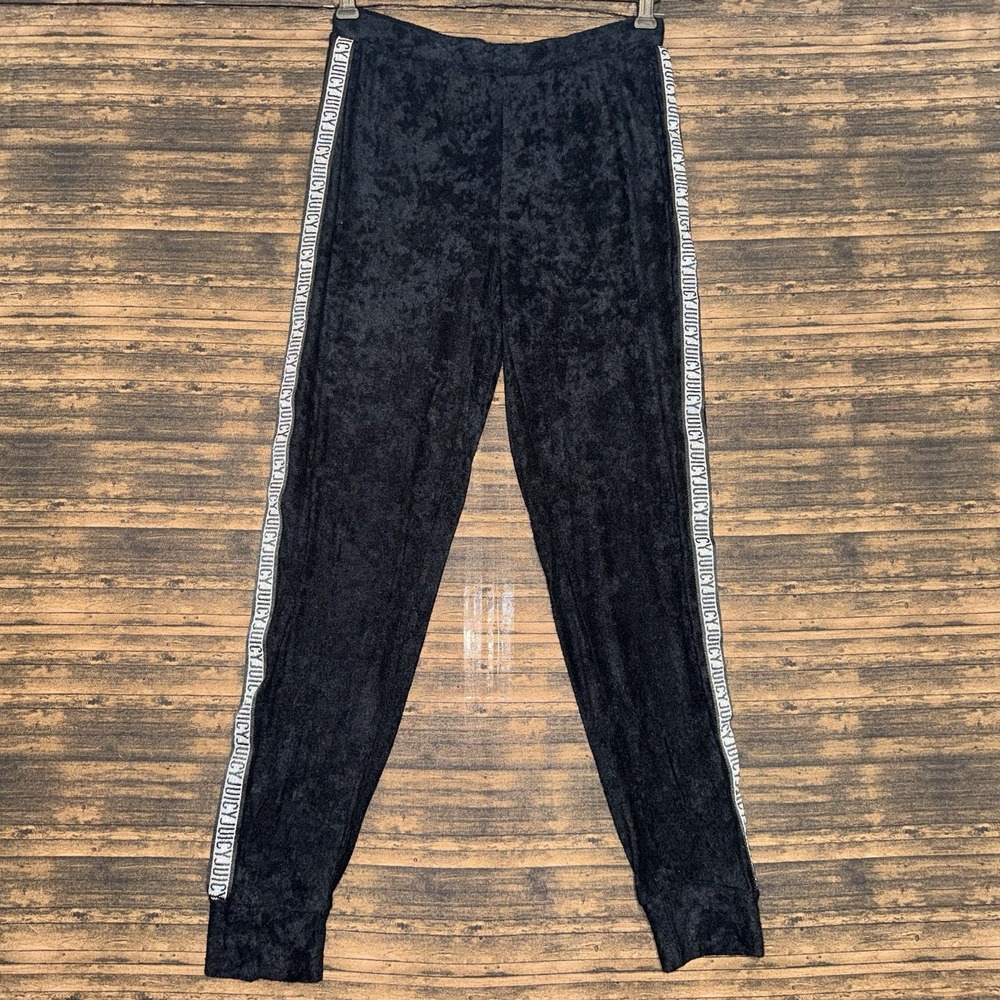 Juicy Couture Sleepwear Pants Stripe Logo Black Size Small Y2K